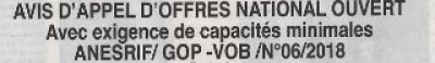 Avis d'appel d'offre