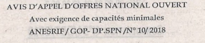 Avis d'appels d'offres