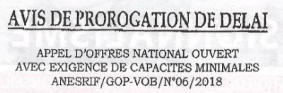 Avis de prorogation de d&eacute;lai
