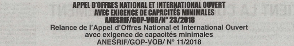 Avis d'appels d'offres