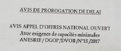 Avis de prorogation de d&eacute;lai