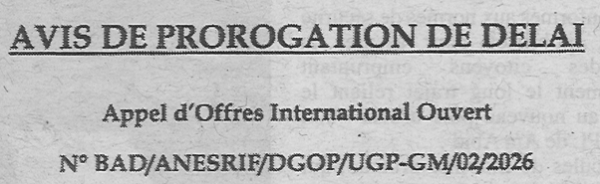 Avis de prorogation de d&eacute;lai