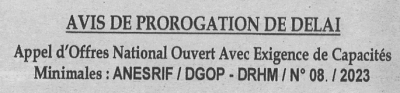Avis de prorogation de d&eacute;lai