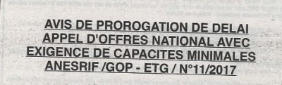 Avis de prorogation de delai