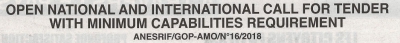 Call for Tender ANESRIF/GOP-AMO N 16 2018