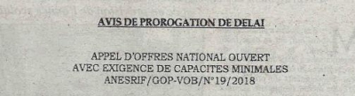 Avis de prorogation de d&eacute;lai