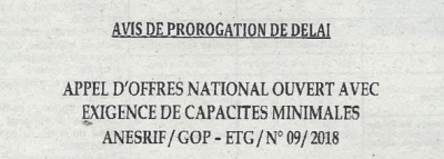 Avis de prorogation de d&eacute;lai