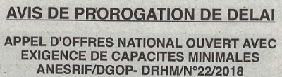 Avis de prorogation de d&eacute;lai
