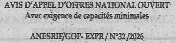 Avis d'appels d'offres