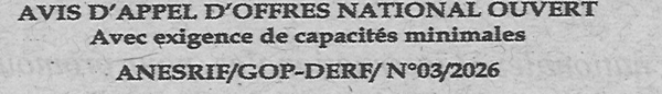 Avis d'appels d'offres