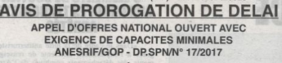 Avis de prorogation de d&eacute;lai