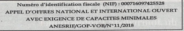 Avis d'appel d'offre