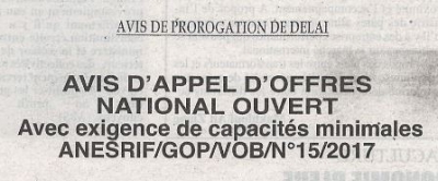 Avis de Prorogation de Delai