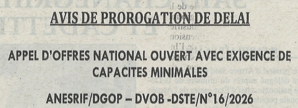 Avis de prorogation de d&eacute;lai