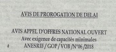 Avis de prorogation de d&eacute;lai
